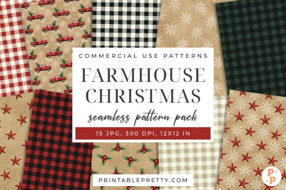 Download Farmhouse Christmas Digital Papers - Premium Resources
